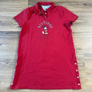 Disney Polo Dress Tommy Hilfiger Collab Mickey Mouse Retro Button Preppy Red XL